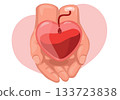 Illustration Hands Holding Heart Bag for Blood Donation 133723838