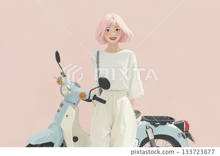 艾米系列：艾米倚靠摩托車上 133723877