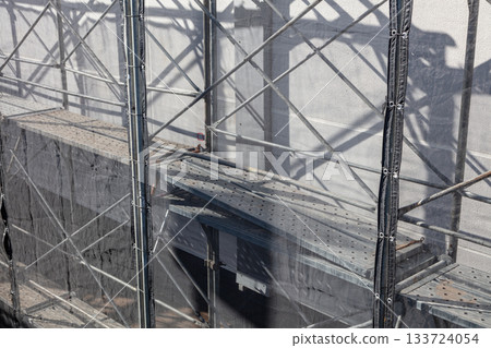 Construction site scaffolding Construction site scaffolding 133724054