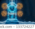 Ice New Year Clock: Countdown to Future with Fireworks 133724227