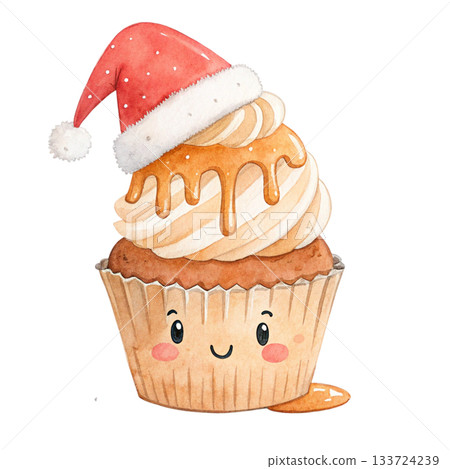 Kawaii Cupcake with Santa Hat 133724239