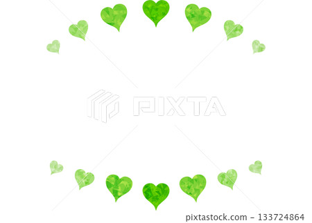 一個邊框，頂部和底部飾有黃綠色寶石般的心形圖案 133724864