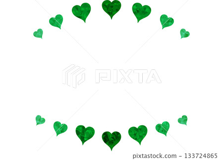A frame with dark green jewel-like hearts on the top and bottom 133724865