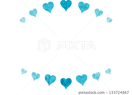 A frame with light blue jewel-like hearts on the top and bottom 133724867