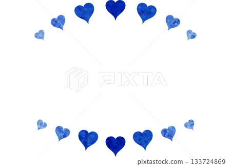 一個邊框,頂部和底部飾有深藍色寶石般的心形圖案 一個邊框,頂部和底部飾有深藍色寶石般的心形圖案 133724869