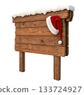 wooden Christmas signboard with soft snowy top 133724927