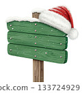 wooden Christmas signboard with soft snowy top 133724929