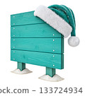 wooden Christmas signboard with soft snowy top 133724934