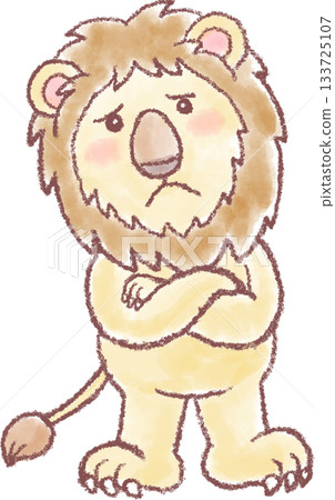 Cute lion illustration_Lion_Worried lion 133725107