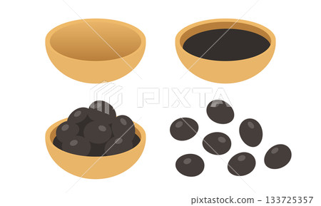 日本新年食物黑豆極簡插畫集 133725357