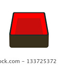A minimalist Japanese-style illustration depicting an empty tiered box used for Japanese New Year's dishes. 133725372