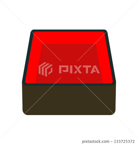 A minimalist Japanese-style illustration depicting an empty tiered box used for Japanese New Year's dishes. 133725372