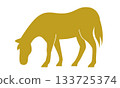 A minimalist zodiac illustration depicting the full-body silhouette of a horse 133725374