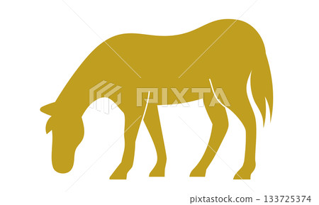 A minimalist zodiac illustration depicting the full-body silhouette of a horse 133725374