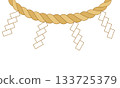 Flat design illustration of Japanese shimenawa with paper streamers (with lines) 133725379
