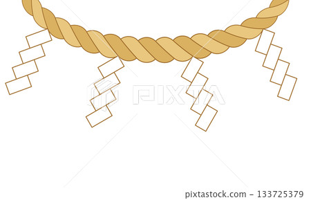Flat design illustration of Japanese shimenawa with paper streamers (with lines) 133725379