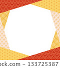 Octagonal frame background template with scattered Japanese patterns 133725387