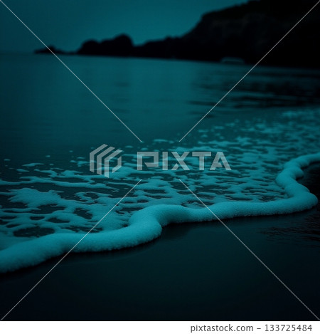 Calm waves gently caressing the shore at twilight Generative AI 133725484