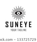 Eye And Sun Rays Logo. Symbol Of Vision, Insight, Mystic, And Awareness. 133725729
