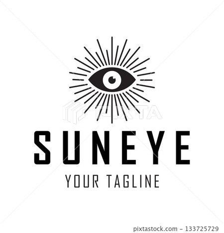 Eye And Sun Rays Logo. Symbol Of Vision, Insight, Mystic, And Awareness. Eye And Sun Rays Logo. Symbol Of Vision, Insight, Mystic, And Awareness. 133725729