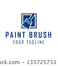 Paint Brush In A Square Logo. Symbol Of Decoration, Painting, Art, Or Home Repair. 133725731