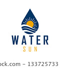 Water Drop and Sun Logo. A symbol of renewable energy, water, and nature 133725733