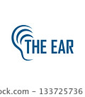 A striped human ear design. Suitable for hearing, audio, medical, or communication symbol logos 133725736