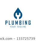 Wrench Inside A Water Drop Logo. Symbol Of Plumbing, Water Service, And Handyman 133725739