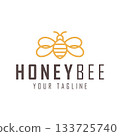 Honey Bee Line Vector Logo Design. Organic, Natural, Productive Symbol. 133725740