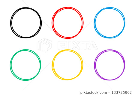 手繪風格重疊圓形圖示集，共6種顏色 133725902