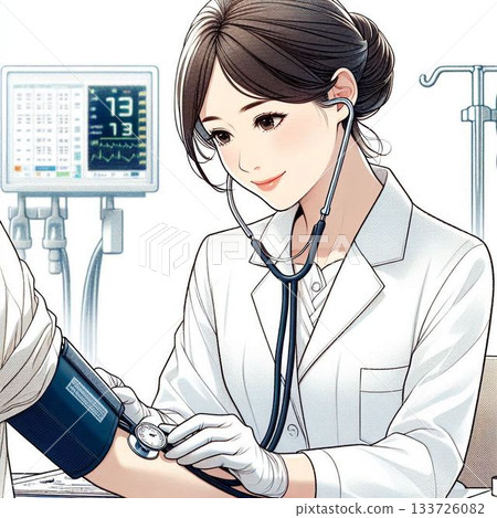 Nurse measuring blood pressure Nurse measuring blood pressure 133726082