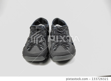 Toe side of Casual hiking shoes, trekking shoe isolate on white background. 133726321