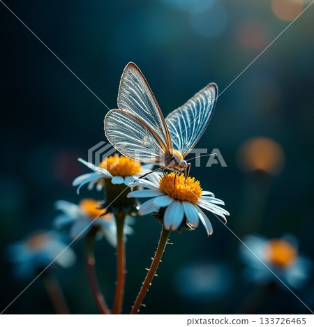 Colorful butterfly resting on white flowers in nature Generative AI 133726465
