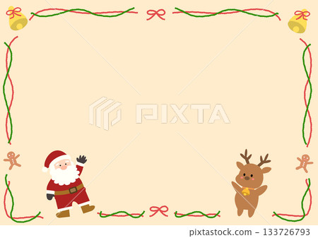 Cute Christmas frame with Santa Claus and reindeer 133726793