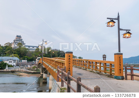 Jyounai bridge cross Matsuura river to Karatsu castle in city, Saga Jyounai bridge cross Matsuura river to Karatsu castle in city, Saga 133726878