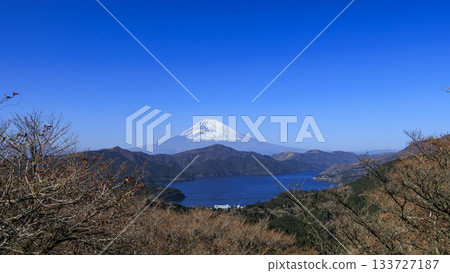 從蘆之湖眺望蘆之湖和白雪皚皚的富士山。 133727187