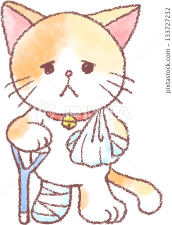 Cute cat illustration_Cat_Injured cat illustration 133727232