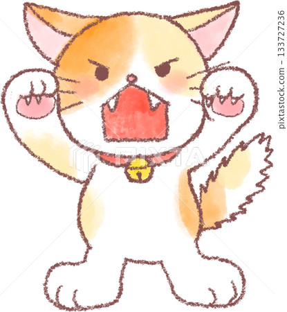 可愛的貓咪插畫_貓咪_生氣的貓咪插畫 133727236