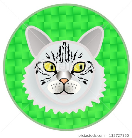 Siberian cat face illustration with circular background Siberian cat face illustration with circular background 133727560