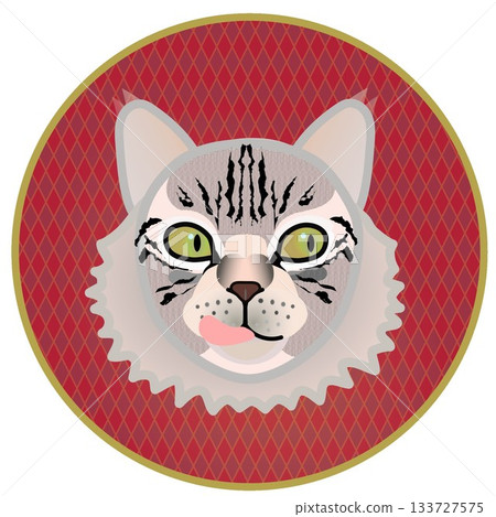 Siberian cat face illustration with circular background Siberian cat face illustration with circular background 133727575