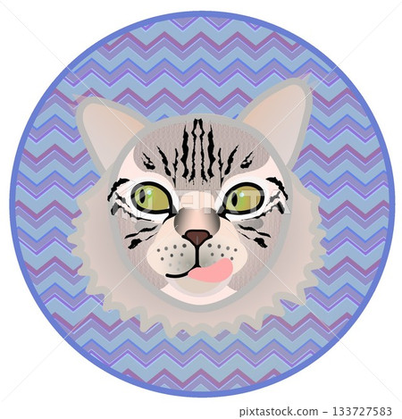 Siberian cat face illustration with circular background Siberian cat face illustration with circular background 133727583
