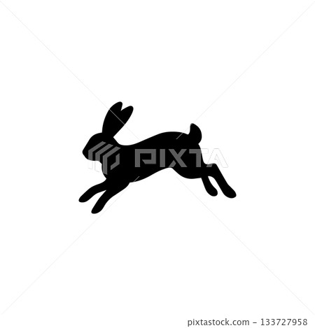 rabbit silhouette icon running fast animal wildlife illustration 133727958