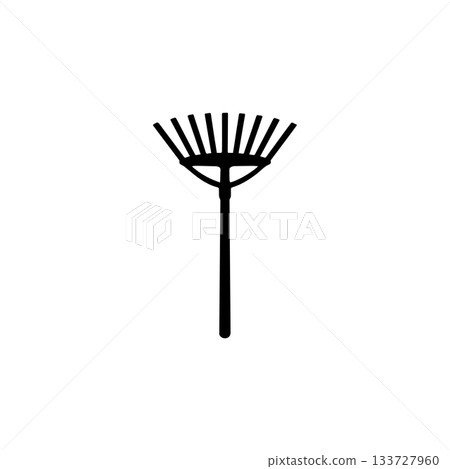 rake silhouette icon garden tool leaves soil landscaping illustration 133727960