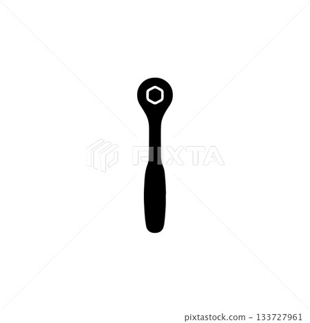ratchet wrench silhouette hand tool socket driver isolated on white background ratchet wrench silhouette hand tool socket driver isolated on white background 133727961