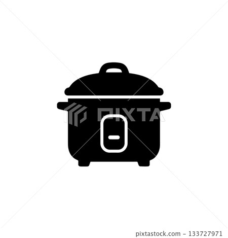 rice cooker silhouette electric kitchen appliance cooking equipment isolated on white background rice cooker silhouette electric kitchen appliance cooking equipment isolated on white background 133727971