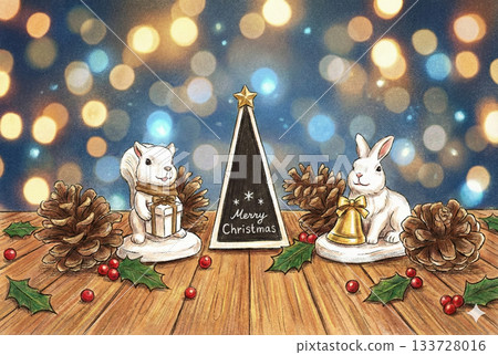 兔子和松鼠的聖誕節插圖 133728016