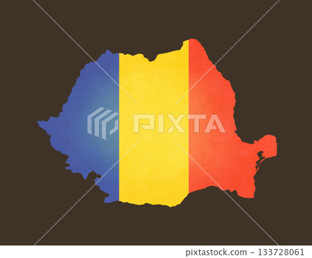 Isolated map with flag - Romania Isolated map with flag - Romania 133728061
