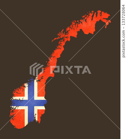 Isolated map with flag - Norway Isolated map with flag - Norway 133728064