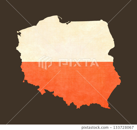 Isolated map with flag - Poland 133728067