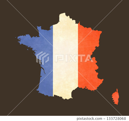 Isolated map with flag - France Isolated map with flag - France 133728068